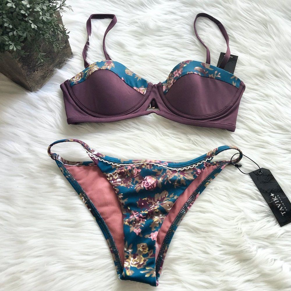 New with Tags Tavik Plum & Blue Bikini - Size XS